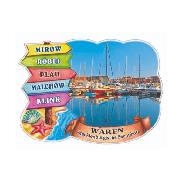 WAREN Kühlschrankmagnete Wegweiser Magnet Waren (Müritz) Mecklenburgische Seenplatte