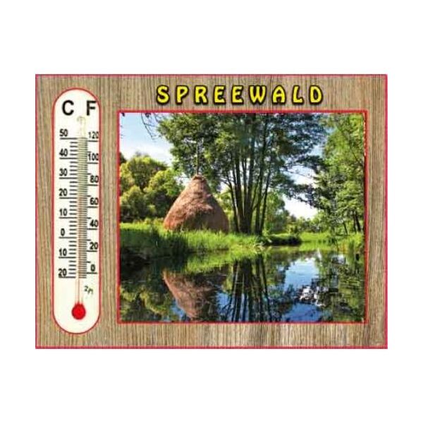 Spreewald Holzmagnete mit Thermometer Motive SPREE-1 ehemals MAG-12-THERM-SPREE