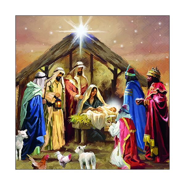 Weihnachten Servietten Lunch 33 x 33 cm 3-lagig 20 Servietten Krippe Nazareth Jesus Maria Josef Nativity Collage