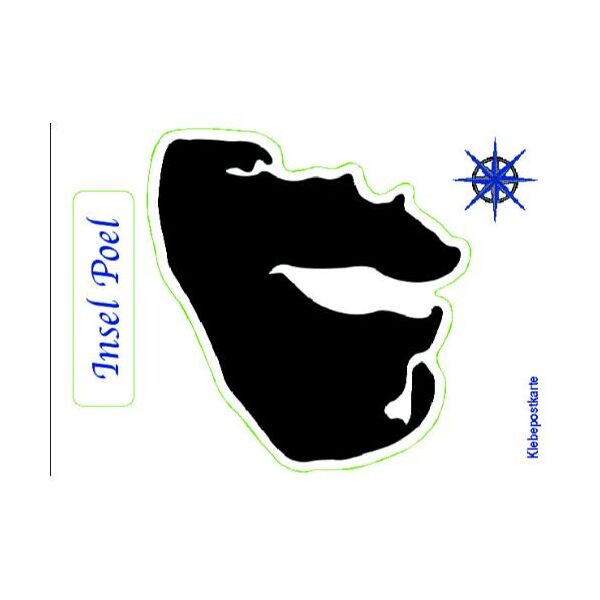 Insel Poel Klebekarte Autoaufkleber schwarze Silhouette Insel Poel bei Timmendorf Ostsee