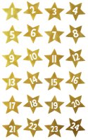 Sticker Adventssterne 1-24 - Aufkleber Zahlen