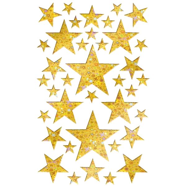 Sticker - Aufkleber - Holo-Sterne gold - Weihnachten