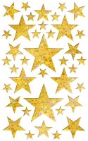 Sticker - Aufkleber - Holo-Sterne gold - Weihnachten