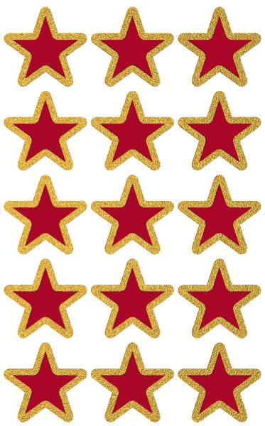 Sticker Sterne rot Glimmer gold - Weihnachtsaufkleber