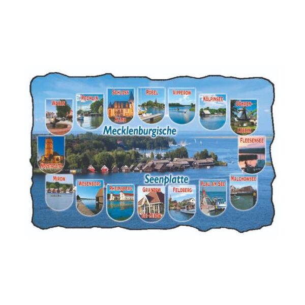 Mecklenburgische Seenplatte Kühlschrankmagnet ABS 16 Orte Fotowappen