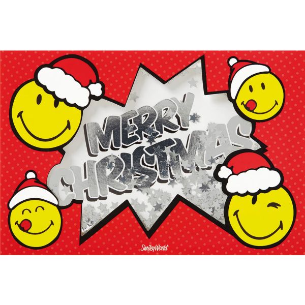 Weihnachten Glückwunschkarte mit Umschlag Shake-Card Smileys Merry Christmas