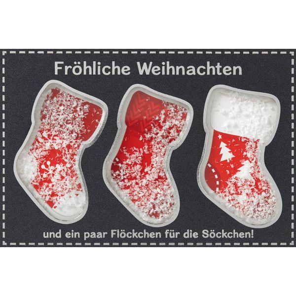 Weihnachten Glückwunschkarte mit Umschlag Shake-Card Socken Schnee Fröhliche Weihnachten