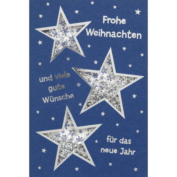 Weihnachten Glückwunschkarte mit Umschlag Shake-Card Sterne Frohe Weihnachten Gute Wünsche Neues Jahr