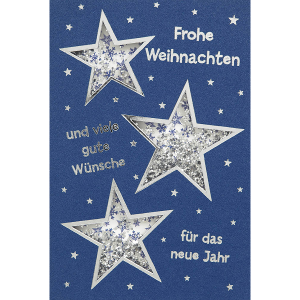 Weihnachten Glückwunschkarte mit Umschlag Shake-Card Sterne Frohe Weihnachten Gute Wünsche Neues Jahr