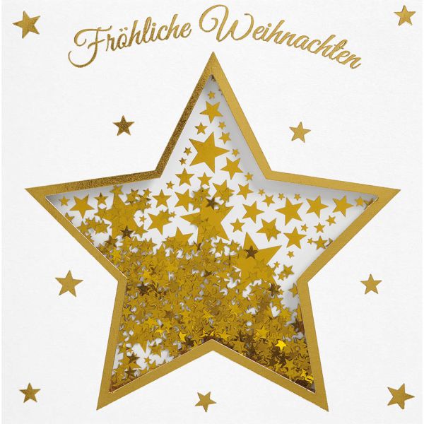 Weihnachten Quadratische Glückwunschkarte mit Umschlag Shake-Card Sterne Fröhliche Weihnachten