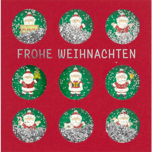 Weihnachten Quadratische Glückwunschkarte mit Umschlag Shake-Card Weihnachtsmann Schneekugel Frohe Weihnachten