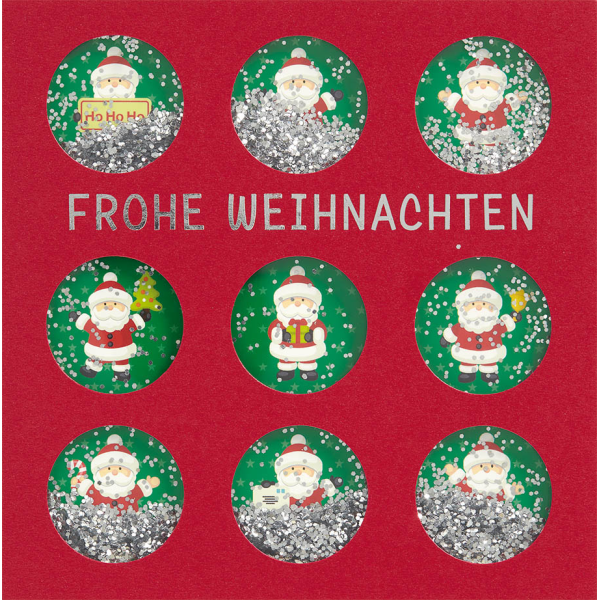 Weihnachten Quadratische Glückwunschkarte mit Umschlag Shake-Card Weihnachtsmann Schneekugel Frohe Weihnachten
