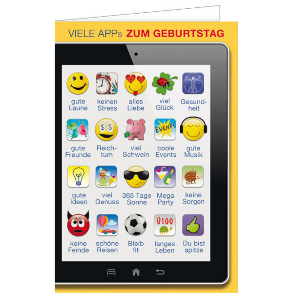 Geburtstag große A4 XXL Karte mit Umschlag Zum Geburtstag Viele Apps Emojis