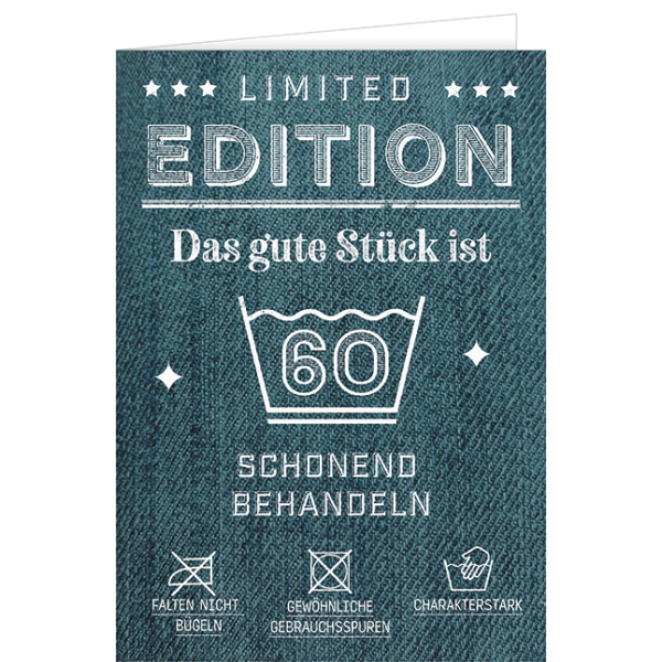 60. Geburtstag große A4 XXL Karte mit Umschlag Limited Edition schonend behandeln