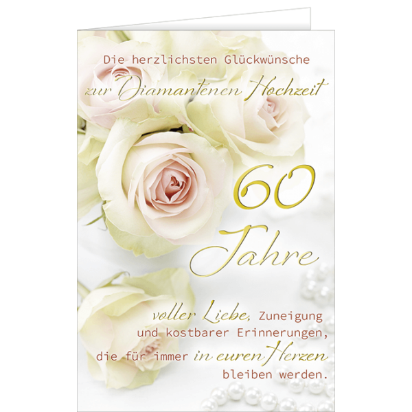 Diamanthochzeit Glückwunschkarte mit Briefumschlag Glückwünsche zum 60. Hochzeitstag