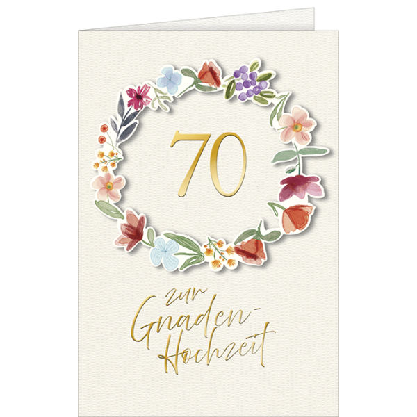 70. Hochzeitstag Gnadenhochzeit Glückwunschkarte mit Briefumschlag Kranz