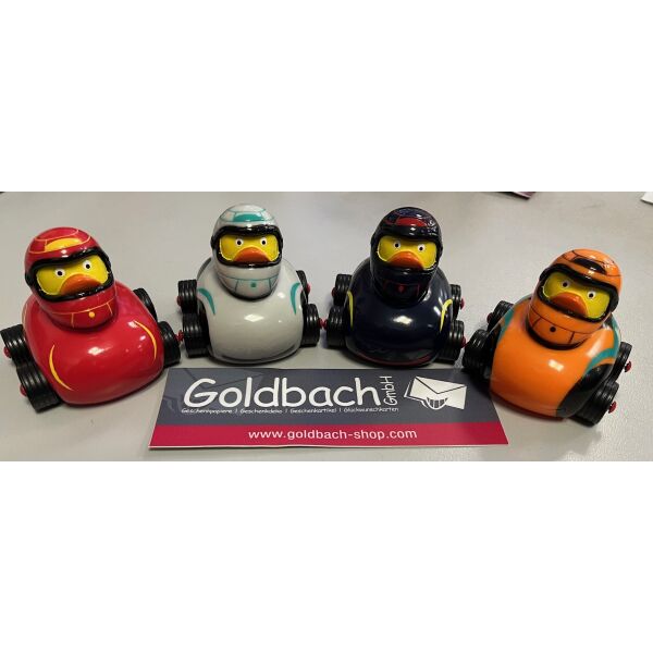 Racing Badeenten Kollektion – Rot, Silber, Dunkelblau & Orange 4 Enten á € 9,95 - Rennenten-Bundle