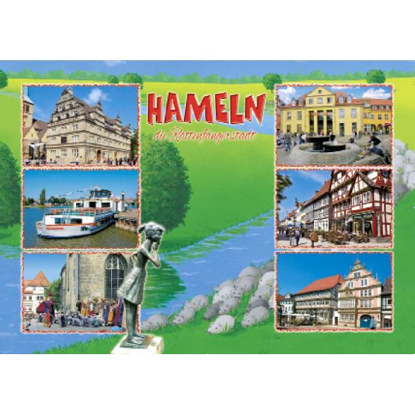 Hameln Postkarten Ansichtskarte 6 Bilder Weltpostkarte Querformat