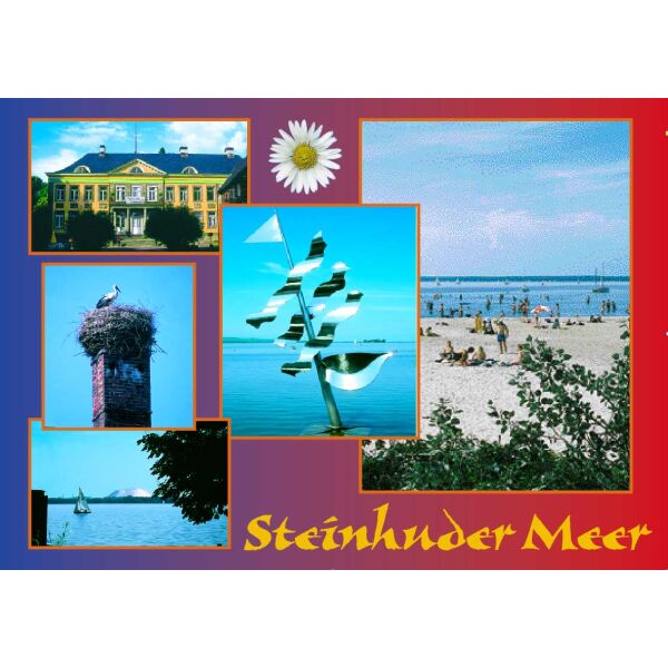 Steinhuder Meer Postkarte Rot Dunkelblau 5 Bilder Querformat