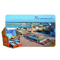 Warnemünde Magnet Holz Korbmagnet Hafen Ostsee