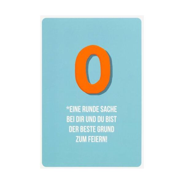 Zahlengeburtstag unverpackte Glückwunschkarte mit Briefumschlag  Zahl 0 eine runde Sache HAPPY PAPER