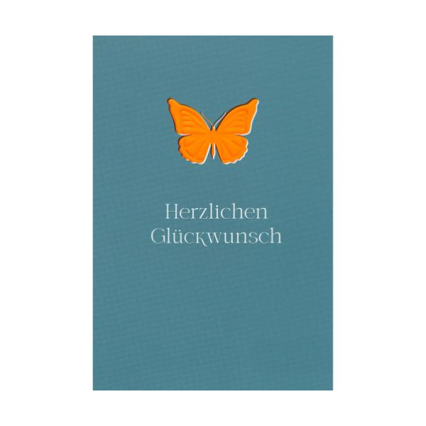 Allgemeine Wünsche unverpackte Glückwunschkarte mit Briefumschlag  Schmetterling Herzlichen Glückwunsch  HAPPY PAPER