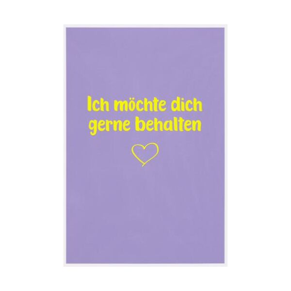 Liebe Valentinstag unverpackte Glückwunschkarte mit Briefumschlag  Ich möchte dich gerne behalten Herz  HAPPY PAPER