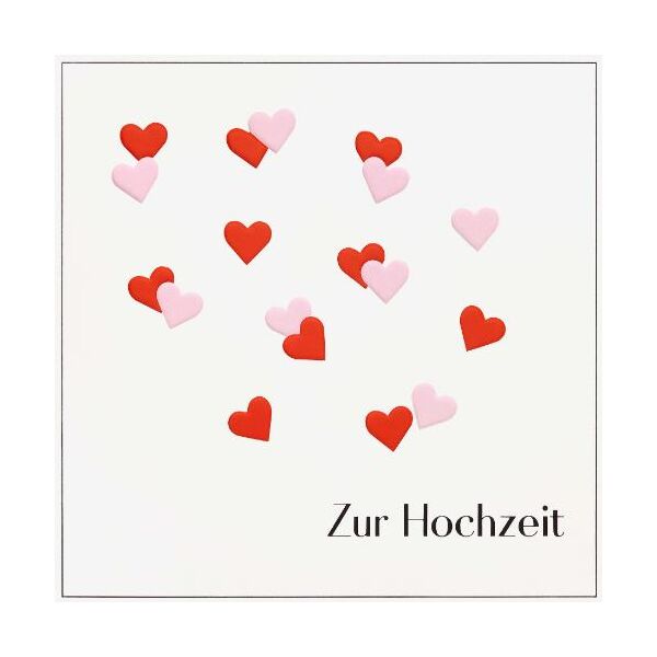 Hochzeit Quadratische unverpackte Glückwunschkarte mit Briefumschlag  Zur Hochzeit, Herzchen  HAPPY PAPER