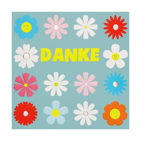 Danke Quadratische unverpackte Glückwunschkarte mit Briefumschlag  Blumen Gesichter  HAPPY PAPER
