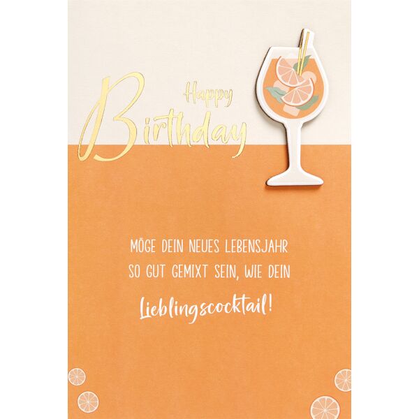 Geburtstag Feelings Collection unverpackte Glückwunschkarte mit Umschlag Lieblingscocktail Happy Birthday