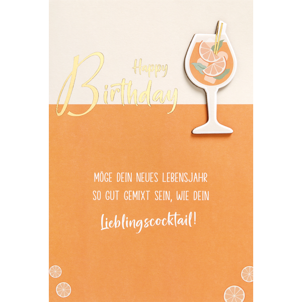 Geburtstag Feelings Collection unverpackte Glückwunschkarte mit Umschlag Lieblingscocktail Happy Birthday