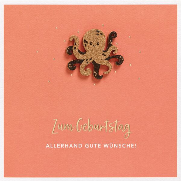 Geburtstag unverpackte quadratische Glückwunschkarte mit Umschlag Moments Collection Krake allerhand Gute Wünsche Zum Geburtstag