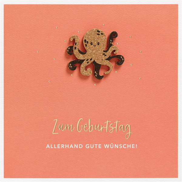 Geburtstag unverpackte quadratische Glückwunschkarte mit Umschlag Moments Collection Krake allerhand Gute Wünsche Zum Geburtstag