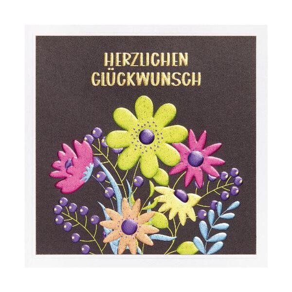 Allgemeine Wünsche Prisma Collection unverpackte Glückwunschkarte mit Briefumschlag Herzlichen Glückwunsch bunte Blumen