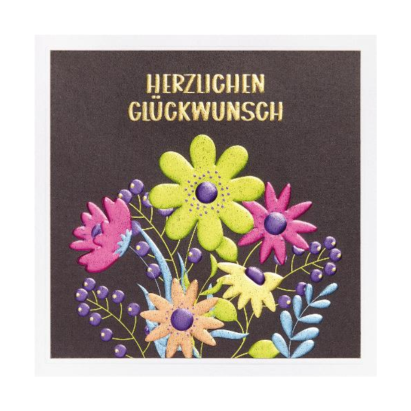 Allgemeine Wünsche Prisma Collection unverpackte Glückwunschkarte mit Briefumschlag Herzlichen Glückwunsch bunte Blumen