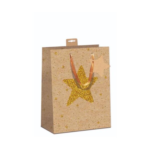 Weihnachten 6 Geschenktaschen Large / A4-Format Kraftkarton  UVP € 23,70 Pro Tüte € 3,95 goldene Sterne