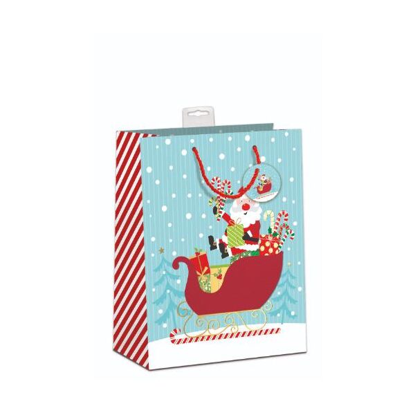 Weihnachten 6 Geschenktaschen Large / A4-Format UVP: €29,70  pro Tüte 4,95€ Weihnachtsmann mit Schlittenapplikation