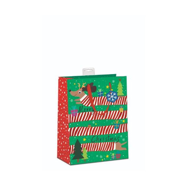 Weihnachten 6 Geschenktaschen Medium / A5-Format UVP: 21,00 pro Tüte 3,50 Dackel mit Pullover Geschenke Merry Christmas mit Tannenbaum Applikation