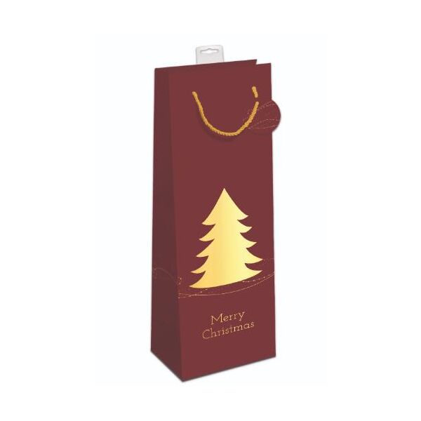 Weihnachten 6 Geschenktaschen Flaschentasche UVP € 17,70 Pro Tüte € 2,95 Tannenbaum mit Goldfolie Merry Christmas