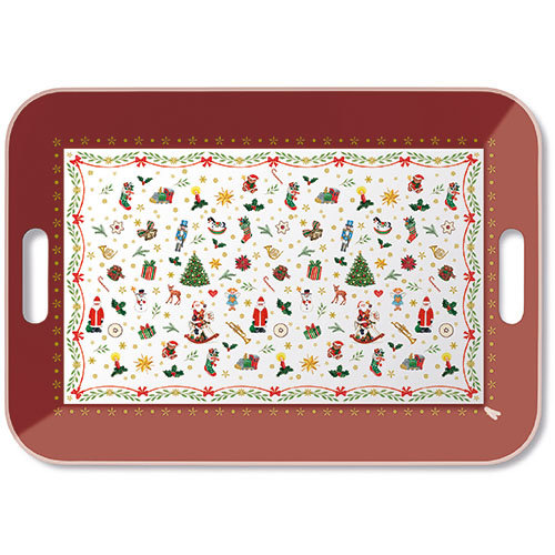 Weihnachten – Tray Melamine – Tablett – Format: 33 x 47 cm – Ornaments All Over Red
