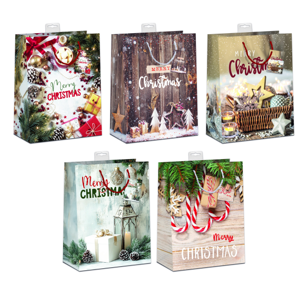 Weihnachten 10 Geschenktaschen sortiert Large A4 UVP 25,00€ pro Tüte 2,50 Merry Christmas Zuckerstange Holzdeko Geschenk mit Laterne