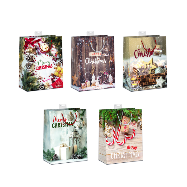 Weihnachten 10 Geschenktaschen sortiert Medium A5 UVP 19,50€ pro Tüte 1,95€ Merry Christmas Zuckerstange Holzdeko Geschenk mit Laterne