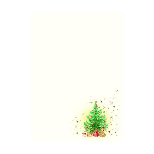 Weihnachten Skorpions Art DIN A4 Briefpapier  Tannenbaum mit Teddy und Sternen