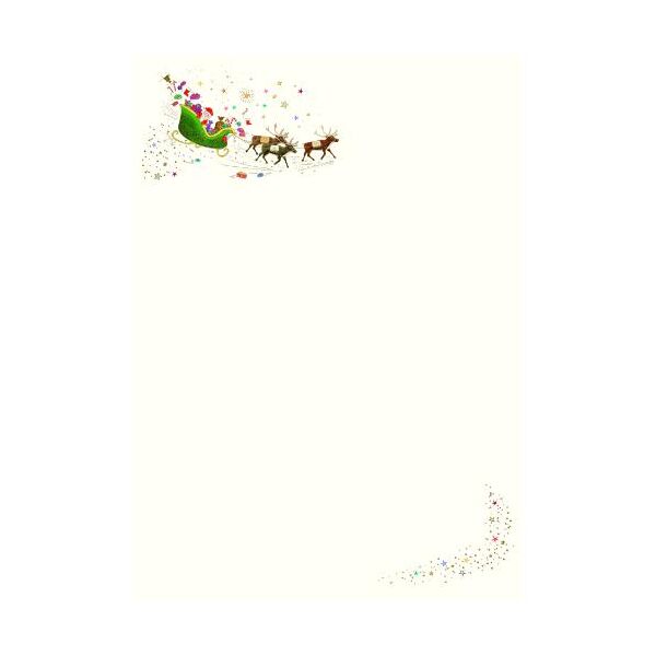 Weihnachten Skorpions Art DIN A4 Briefpapier  Rentierschlitten mit Weihnachtsmann