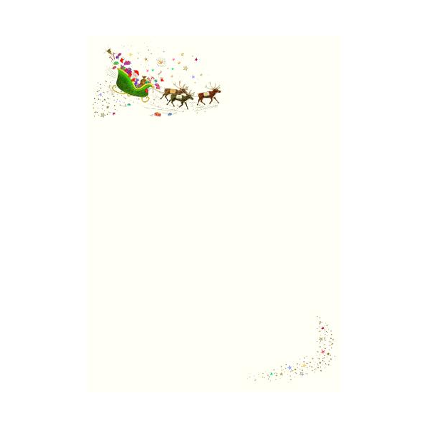 Weihnachten Skorpions Art DIN A4 Briefpapier  Rentierschlitten mit Weihnachtsmann