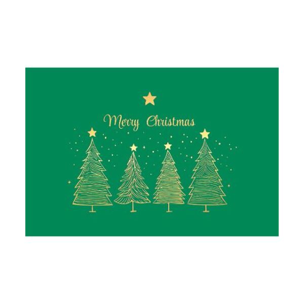 Weihnachten 5er-Beutel mit Umschläge Grün Tannenbäume Merry Christmas  goldene Heißfolienprägung