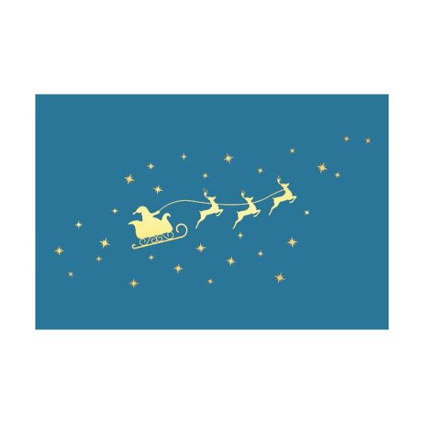 Weihnachten 5er-Beutel mit Umschläge Blau Schlitten Sterne  goldene Heißfolienprägung