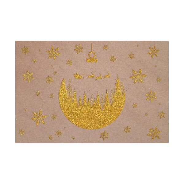 Weihnachten 5er-Beutel mit Umschläge Kraftkarton Schneeflocken Wald  goldene Heißfolienprägung
