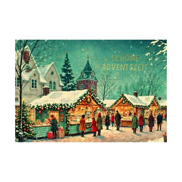 Adventskalender Adventskalenderkarte mit Briefumschlag Weihnachtsmarkt schöne Adventszeit