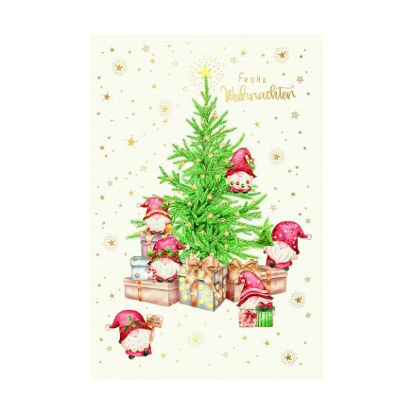 Weihnachten Skorpion´s Art Weihnachtskarten mit Briefumschlag Tannebaum Wichtel Geschenke Frohe Weihnachten